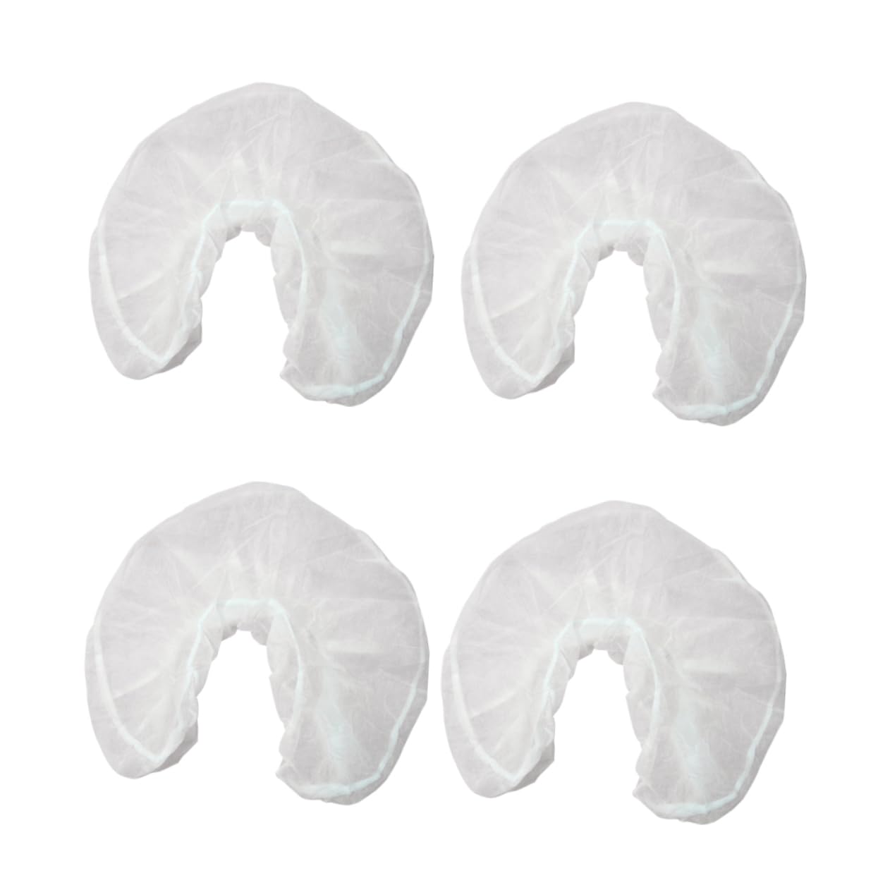 Cabilock 50pcs Disposable Headrest Covers Non Woven U Shaped Pillowcase for Hotels Travel and Spas Comfortable Odorless Elastic Design White