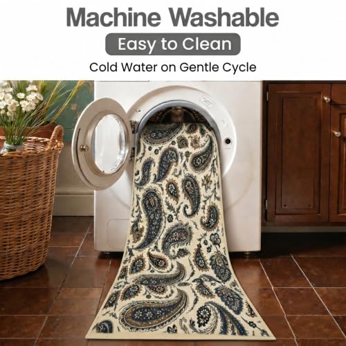 Image of FRESH FROM LOOM 100% Nylon Luxury Anti Skid Carpet for Living Room, Hall & Bedroom | Anti Fade | Rubber Backing Grip | Quick Cleaning | Washable (Ivory| Size:- 90x150 Cm or 3x5 Fts)