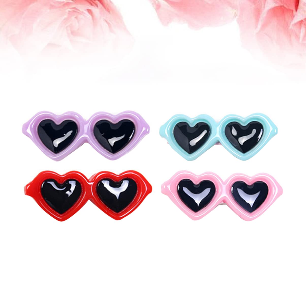 PEPLAYTAL 20Pcs Heart Shaped Eyewear Hair Clips Adorable Pet Eyeglasses Hair Accessories for Dogs Puppies for Parties Photos Daily Wear Mixed Colors