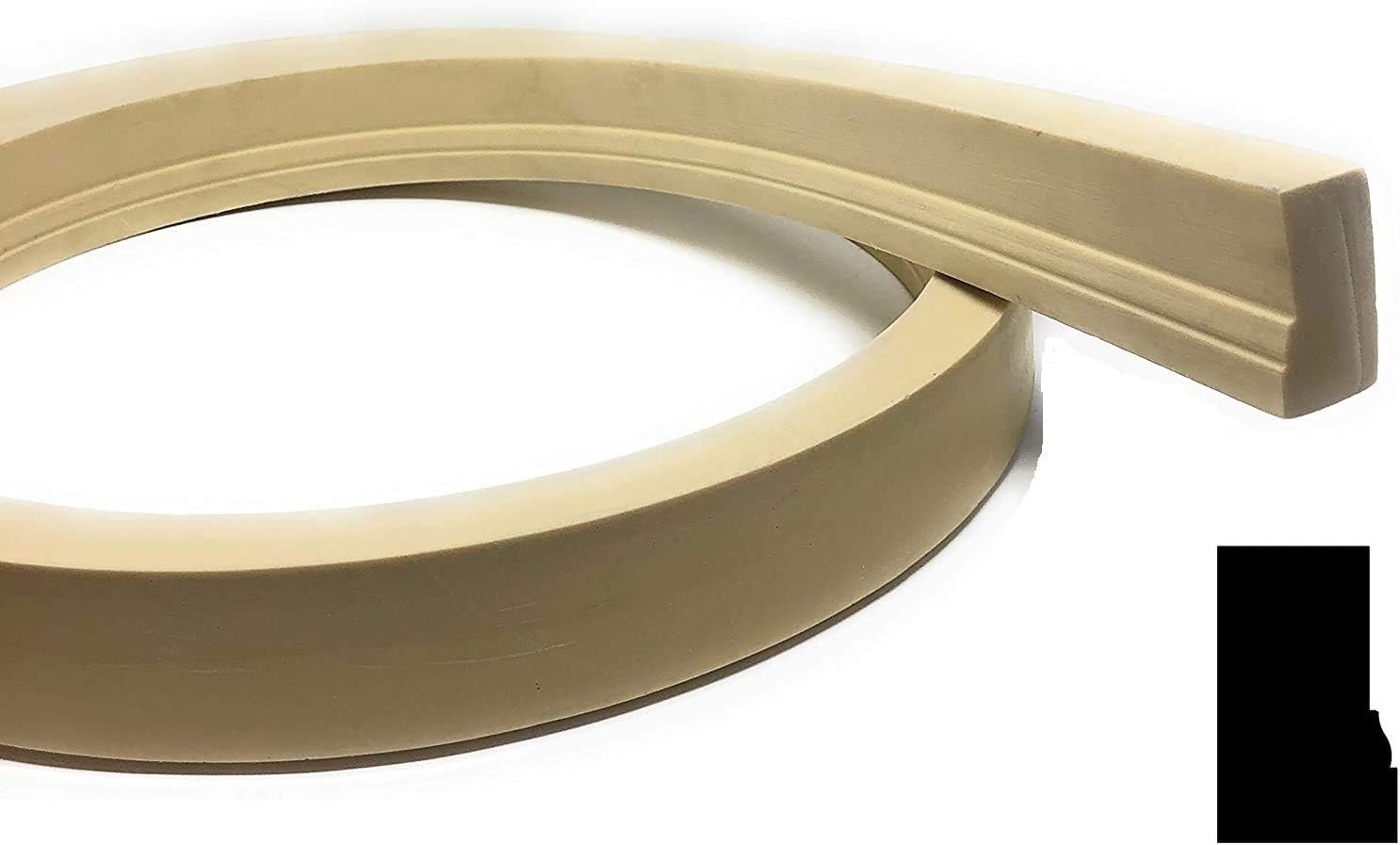 #WM180 Flexible Brick Molding: 1.25" Thick x 2" Wide x 8' feet Long - for Gentle Arches, Curved Walls and Straight Runs (NOT for Half-Round Shaped Arches)