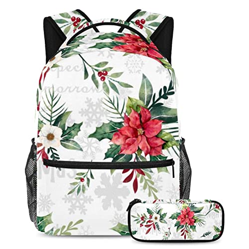 Sac à dos de voyage fleuri et sa trousse assortie avec poche gourde pratique pour l'école