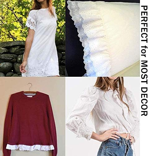 VU100 Scalloped Eyelet Lace Trim White, 10 cm Wide 5 Yards Cotton Lace Trim Fabric , for Sewing Crafts Dress Tablecloth Blankets Clothes Embellishment