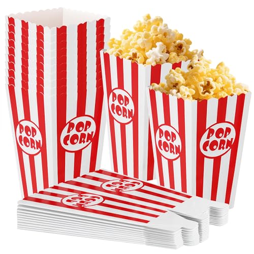 Mssushi 46 Piezas Cajas de Palomitas de Maíz,Rojas & Blancas Rayas Pequeños Contenedores de Papel Para Palomitas,Bolsas de Palomitas de Maíz,Noches de Cine, Carnavales,Picnics