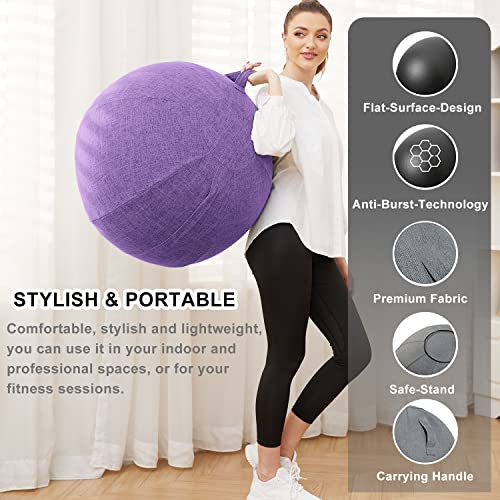 Image of Exercise Ball Chair with Fabric Cover, Standard Size (25inches /65cm), for Home Offices, Balance Training, Yoga Ball