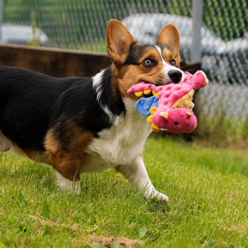 Godog Bubble Plush Dragons Squeaky Dog Toy, Chew Guard Technology - Coral, Small #TOP3