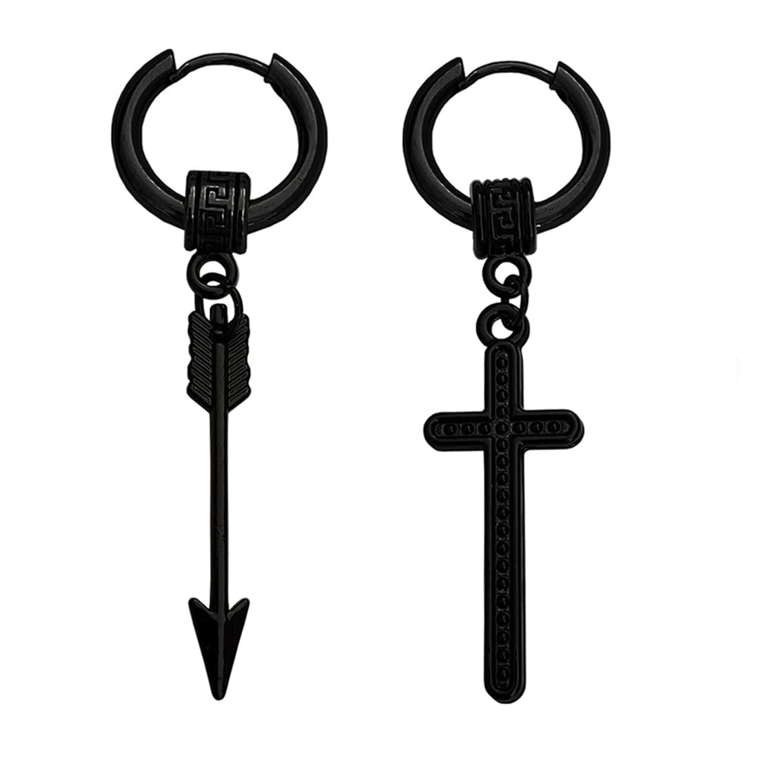 M Men Style Men Arrowhead Huggie With Christ Jesus Cross Ear Studs Punk Titanium Steel Piercing Jewelry Black Stainless Steel Earrings (B0B1B6CHYM) Amazon Price History, Amazon Price Tracker