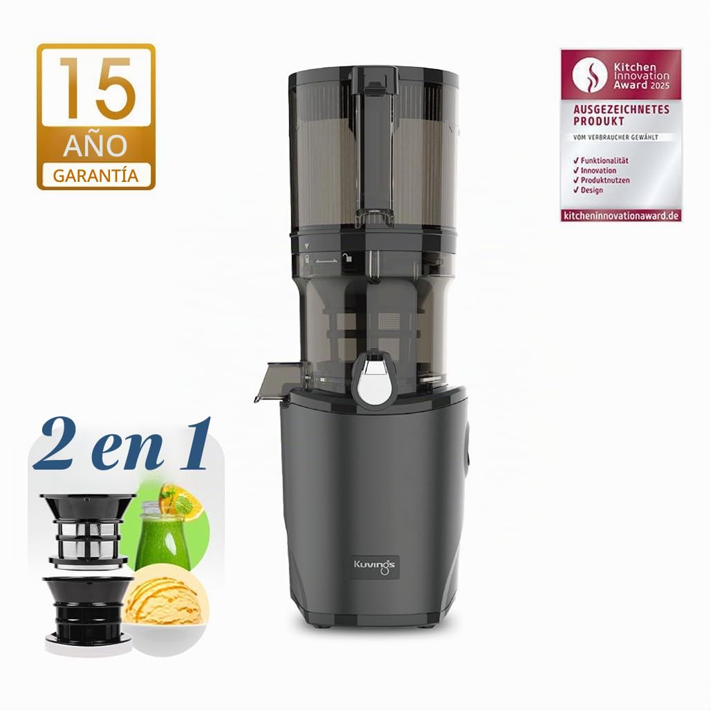 Kuvings Extractor AUTO8, exprimidor y licuadora - Lenta y fácil de limpiar, capacidad 2L, motor de 200 W ideal para frutas, verduras y smoothies.(Negro)_KHS-860SE