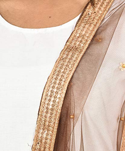 Image of YOUTHQUAKE Women's Embroidered Net Dupatta
