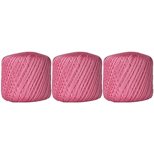Image of ThreadArt 100% Cotton Crochet Thread Size 10, 3 Ball Pack, Pink 34 | Soft pure cotton crochet thread for lace, doilies, amigurumi and crafts. Smooth finish with crisp stitch definition.