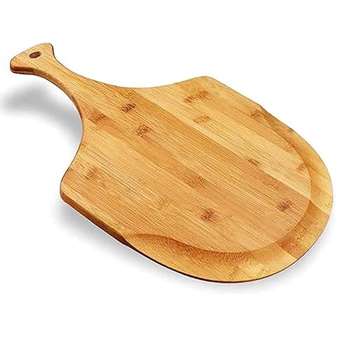 Bamboo pizza peel, Wood Serving Pan, Cheese and Charcuterie Boards, Pizza Board Pizza Paddle Cutting Board with Handle for Baking Pizza, Bread, Cutting Fruit, Vegetables, Cheese and Serving board Cover
