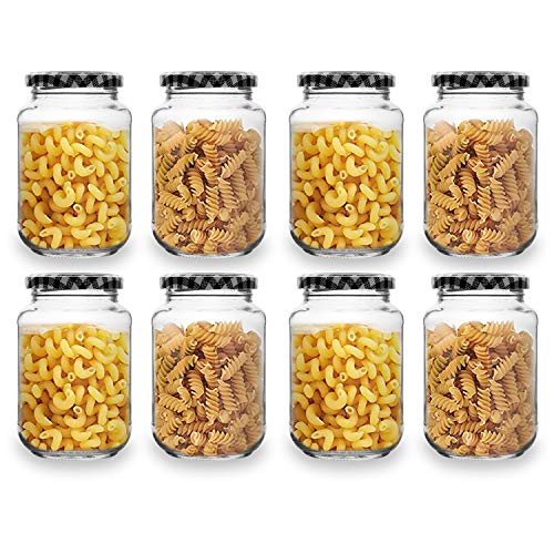 Image of Croco Glass Jar Round Shape Storage Glass Jar (Black Check Set Of 6, 500ml)