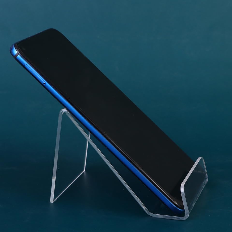 Hemobllo - Soporte de teléfono transparente acrílico 8,50 x 6,50 x 5,50 cm, lote de 10 soportes sólidos para smartphone oficina en casa, ver vídeos webcast