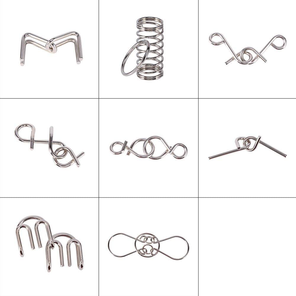 Gry zagadki IQ Test Puzzle zabawki edukacyjne prezenty na dzień dziecka dla dzieci i dorosłych puzzle metalowe 8 sztuk/zestaw