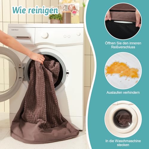 COZY KISS Orthopädisches Hundebett, 19cm Dicke Hundesofa für Mittelgroße Hunde, Grosse Hunde, Abnehmbar und Waschbar Hundecouch, rutschfeste Unterseite, Wasserdichtes Innenfutter, Braun,107x76x19cm