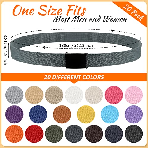 Image of Yahenda 20 Pcs Web Belt for Men Women Belt Adjustable Canvas girdle Golf Strap with Military Buckle Casual Web girdle