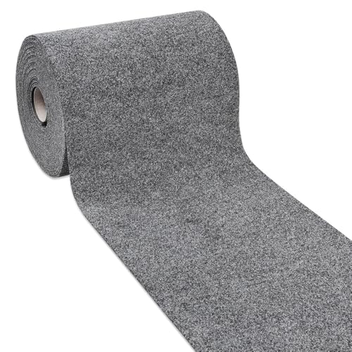 emmevi Tapis au mètre H50 cm sur mesure, tapis de cuisine, moquette, entrée antidérapante, modèle Voie gris