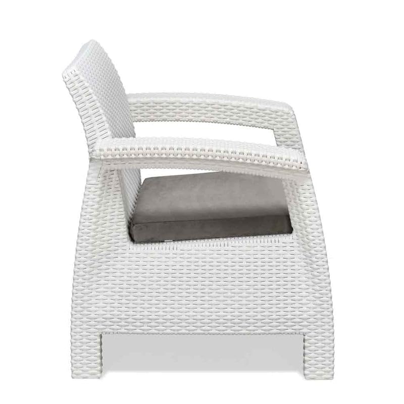 Image of Nilkamal Goa 3+1+1 Seater Plastic Sofa Set with Cushion|Indoor & Outdoor Furniture|Patio Chair Two Seater|Perfect for GardensPoolsideCafesRestaurants and Terraces Milky White & Grey