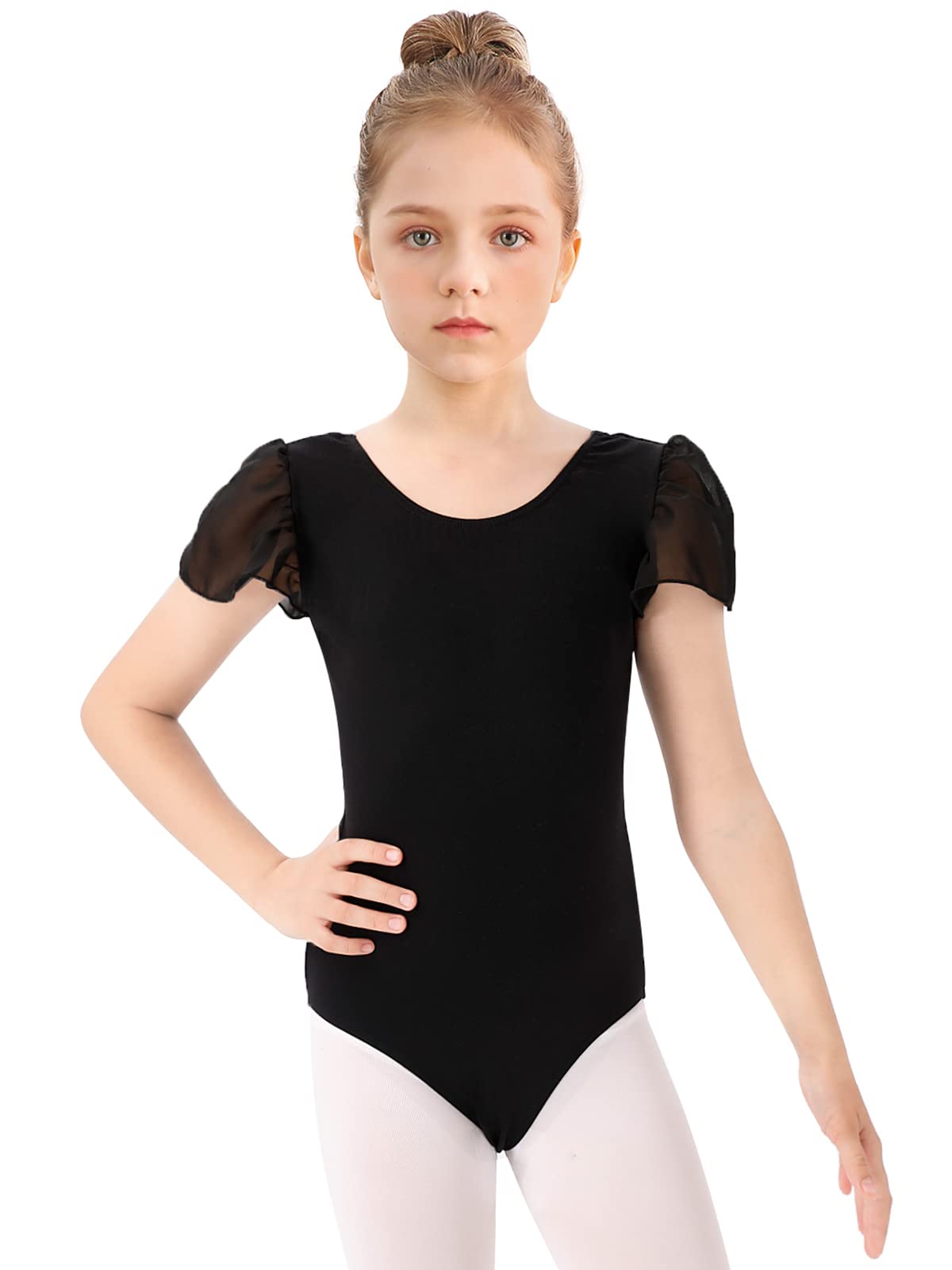 Bezioner Maillot Ballet Niña Maillot de Danza Leotardo Gimnasia Manga de Soplo para 3-12 Años