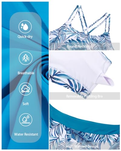 Image of Women's 3 Piece Tankini Swimsuit Tummy Control Bathing Suit with Boy Shorts