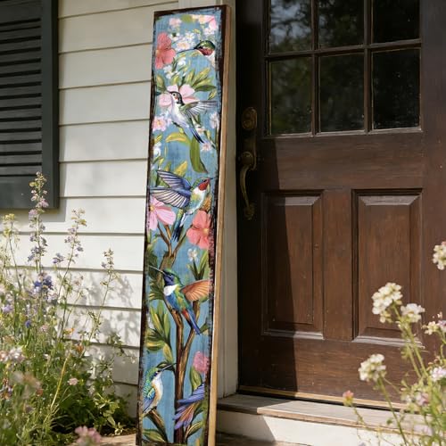 Spring Porch Decor for Outdoor - Spring Summer Hummingbird Porch Sign for Front Door Sign, Welcome Summer Decorations for Home Wall Indoor Supply Each 47.24 ×7.87 Inches