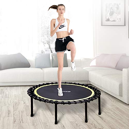 Newan 48" Silent Trampoline, Fitness Trampoline Bungee Rebounder Jumping Cardio Trainer Workout for Adults - Max Limit 330 lbs