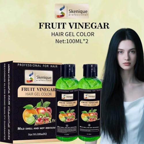 Image of Fruit Vinegar Hair Gel Color 200 ML for Men, Women Natural Hair Color Dye for Black Hair Dye (100ml x 2) - Black