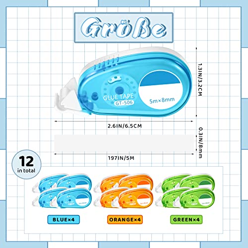 12 Rulli di Nastro Adesivo Roller di colla Adesiva...