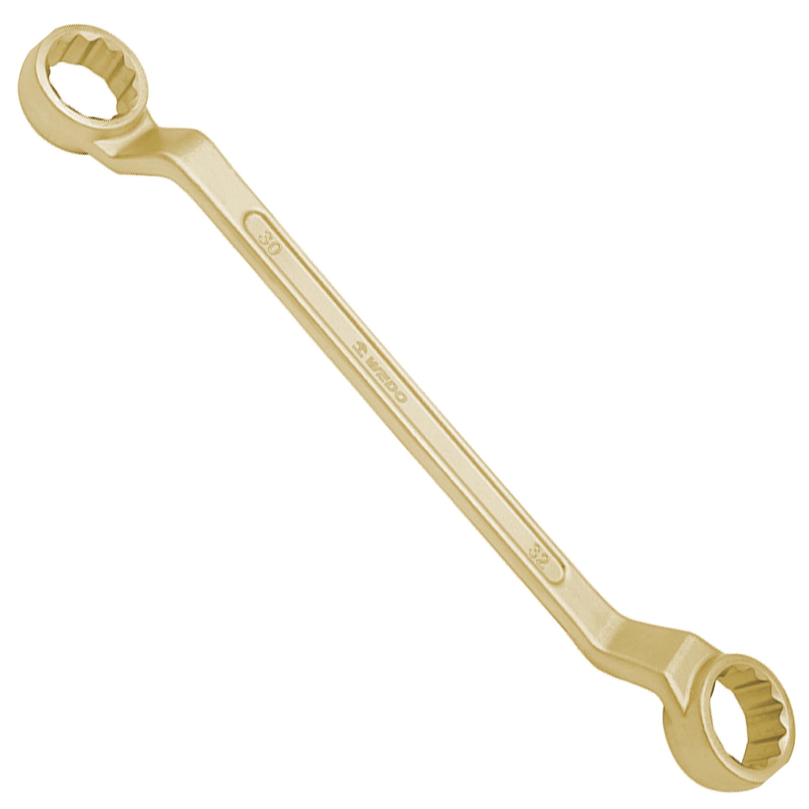 WEDO Llave de doble caja de 30 grados sin chispas, llave combinada métrica de 24 x 27 mm, longitud de 340 mm, bronce de aluminio, estándar DIN, certificado BAM y FM