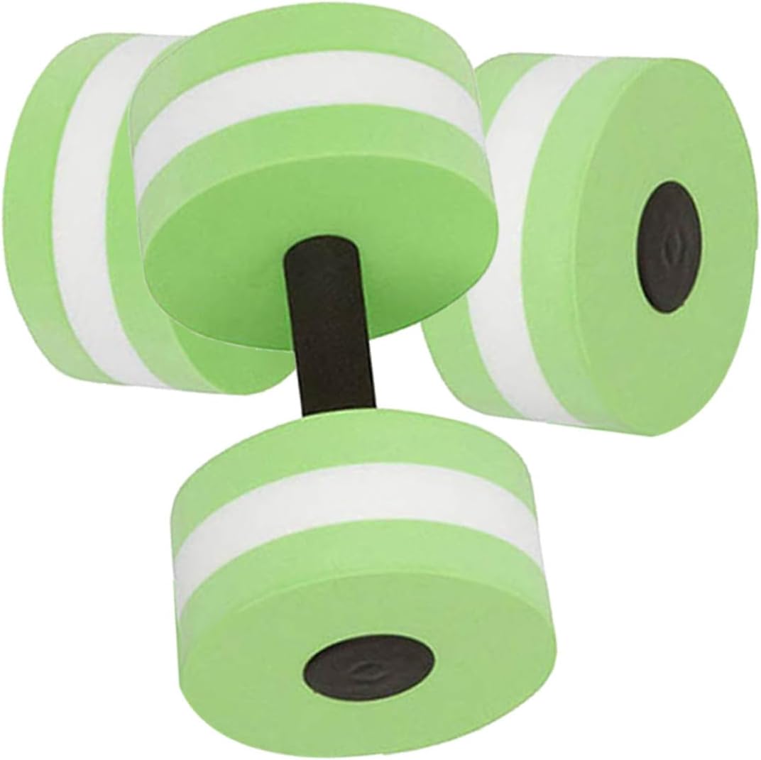 Mikinona 2Pcs Eva Water Dumbbells for Pool Aerobics Green Water Barbells for Resistance Training Aquatic Exercise for Strengthening and Lower Back