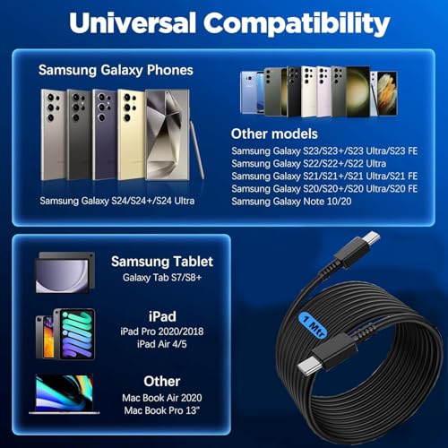 Image of GWINGS Samsung 25W Original Type C to 1M Fast Charging USB Cable High-Speed & Data Transfer Compatible with S25 /S25+ /S24 /S24+ /S23 /S23+ /S22 /5G /Ultra /Plus /Fe /Edge /S- Type-C Cord (Black) | Black