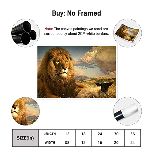 Eorntdy Canvas Wall Art Unframe Lion And Lamp Pictures Painting Canvas Paintings Christ Animals Wall Art For Living Room Bathrooms Home Modern Office Decor Canvas Art Wall Decor 08X12Inch #TOP1