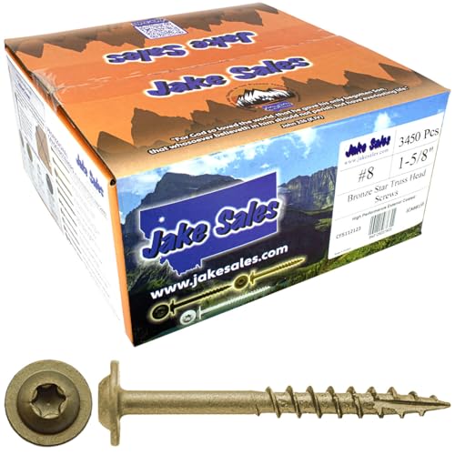 8 x 1-5/8" Bronze Star Multipurpose Torx/Star Drive Head Exterior Coated Modified Truss Head Cabinet Wood Screw - Full Box 3000 Screws
