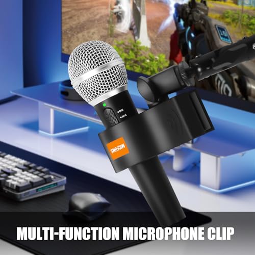 Mikrofonclip Verbesserter Mikrofon Halterung Verstellbarer Mikrofonhalter mit 5/8 Zoll auf 3/8 Zoll Schraubenadapter Mic mit Außendurchmessern Zwischen 32 mm und 60 mm(2 pack) (2)