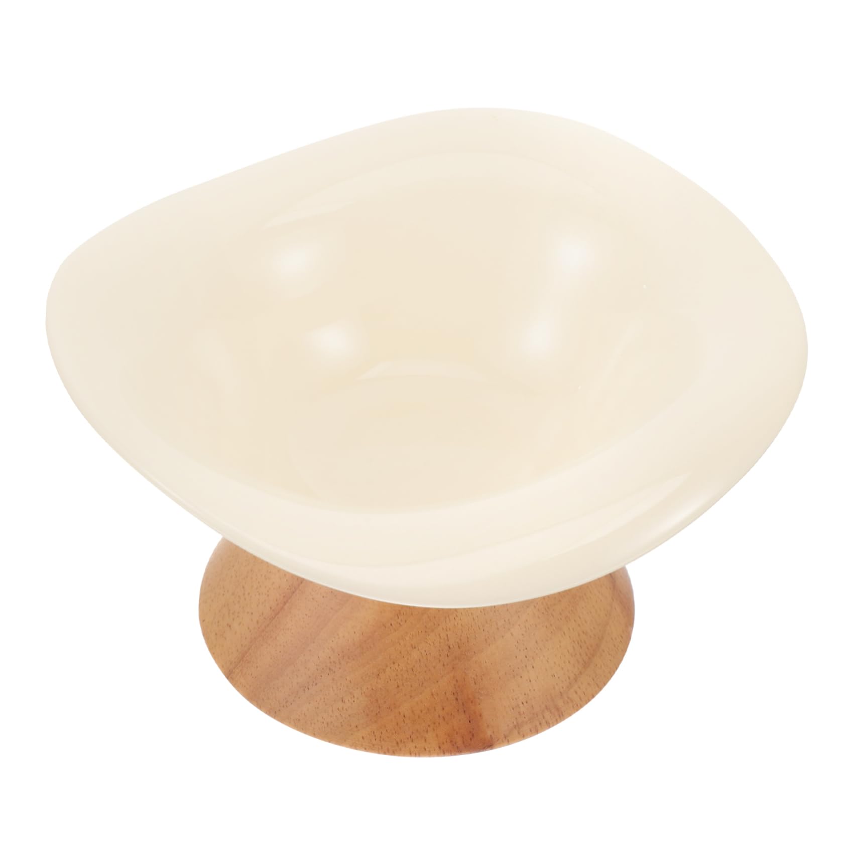 Comedero Elevado de Cerámica para Gatos, Cuenco Redondo Beige | Gran Capacidad, Superficie Lisa y Fácil de Limpiar, Diseño sin Rebabas y Uso Práctico para Mascotas