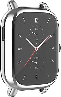 Oboe Screen Protector Case Compatible with Amazfit GTS2/GTS 2e Watch Soft Metal Color TPU Shockproof Cover Thin Bumper Shell Protector (Silver)