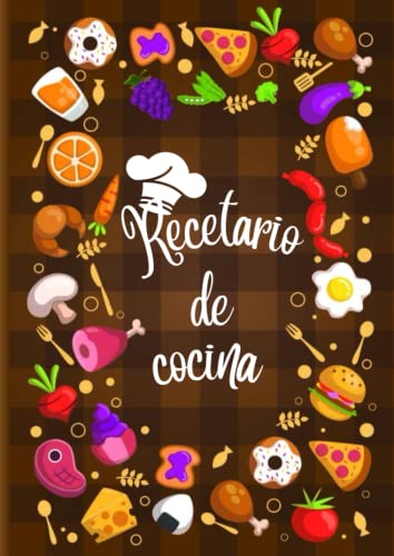 Recetario de cocina: cuaderno para escribir 125 recetas favoritas, formato A4, libro de recetas en blanco para rellenar, libreta de recetas personalizable