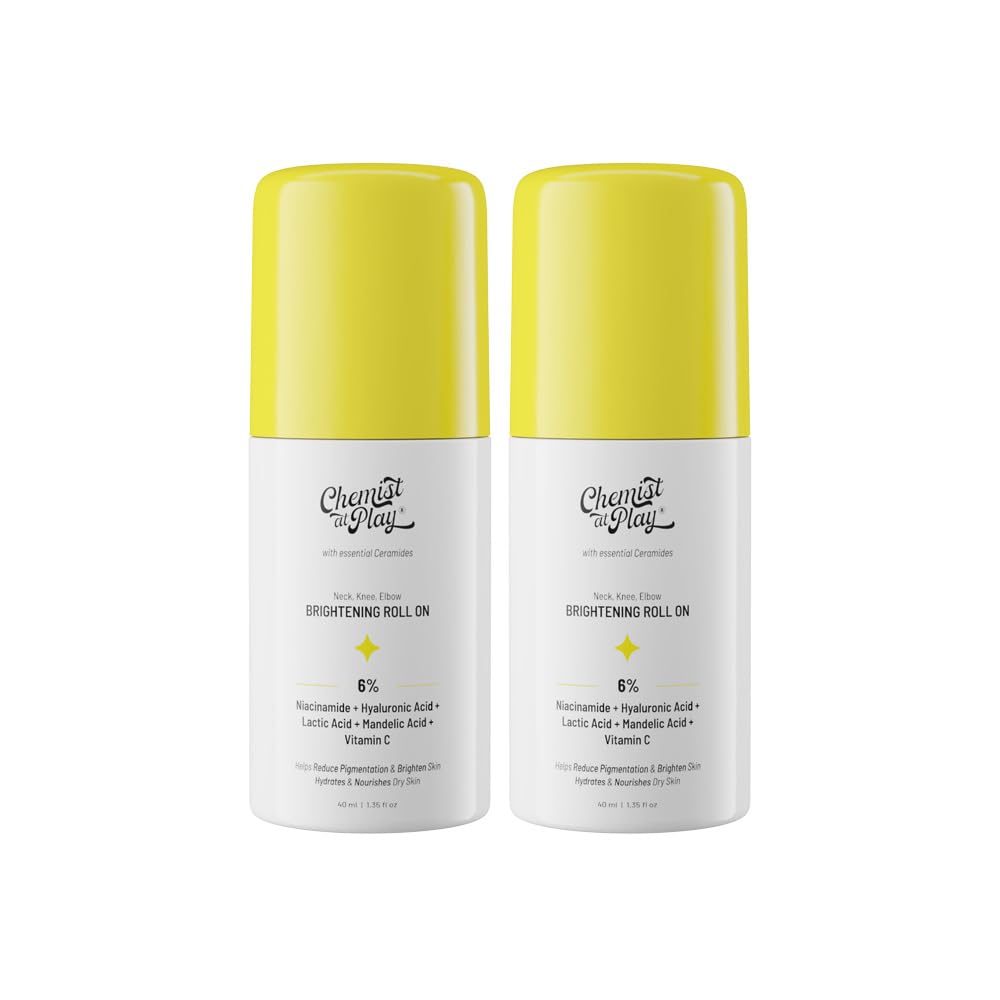 Chemist at Play Neck, Knee & Elbow Brightening Roll On With 6% Vitamin C, Hyaluronic Acid, AHAs, Niacinamide, Ceramides | 40ml (Pack of 2)-image-20