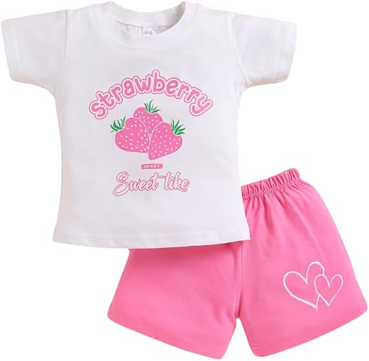 NUTTY BUTTY Baby Girls Cotton T-Shirt &amp; Shorts Set | Printed Summer Co-Ord Outfit | Soft &amp; Comfortable Casual Wear for Kid...