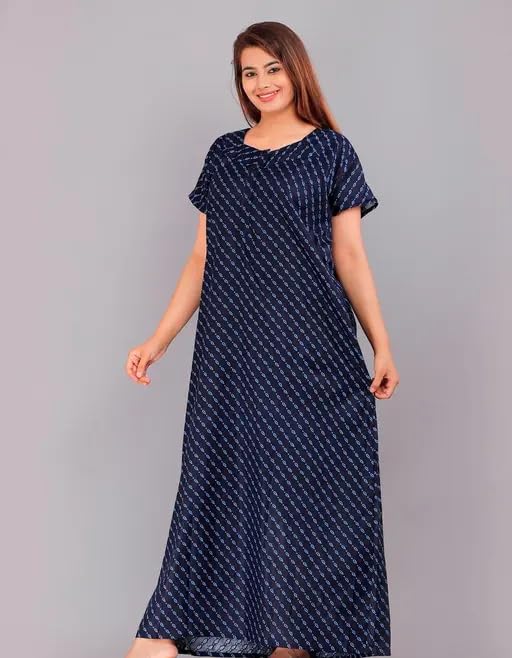 Maternity Cotton Printed Nighty for Women | Feeding Friendly Front Open Comfortable Short Sleeve Night Dress-image-49