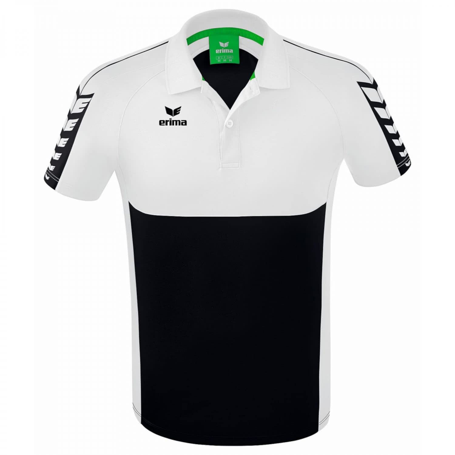 Erima Herren Six Wings Sport Polohemd (1112210), schwarz/weiß, Größe M