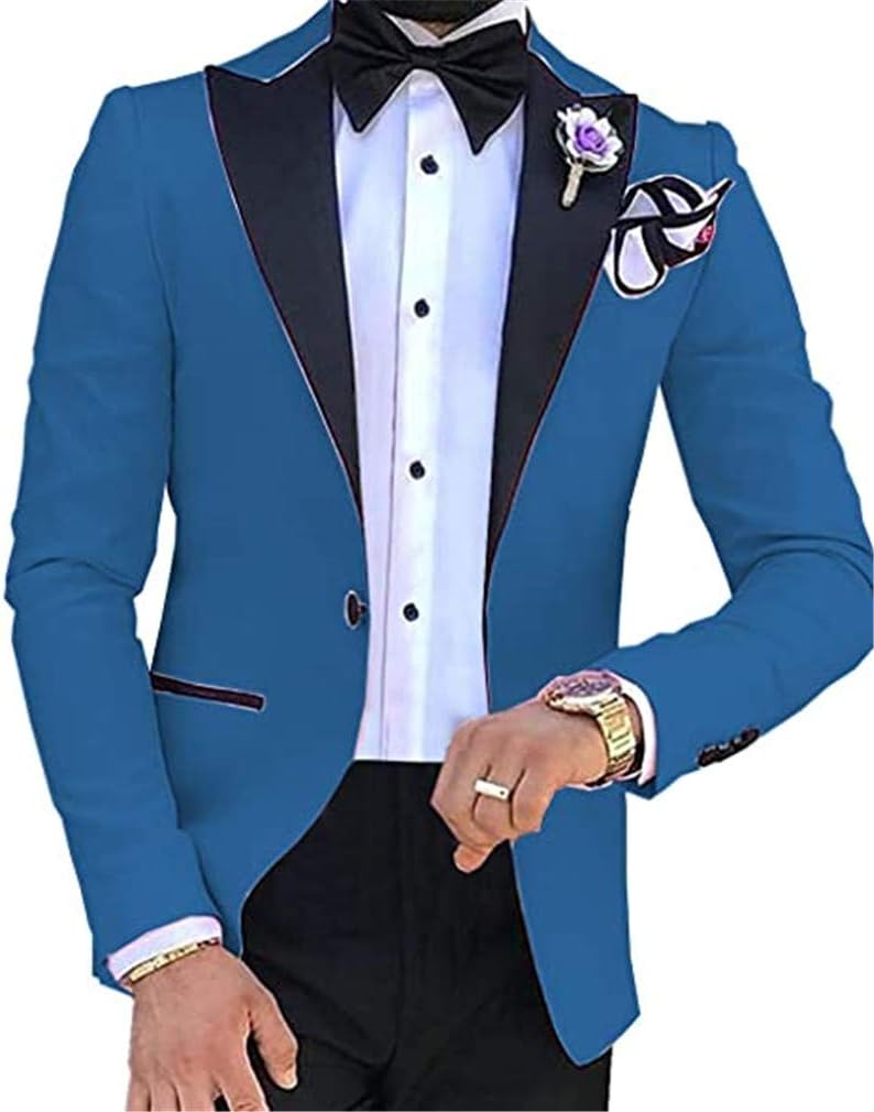 MiBotong Single Breasted Men's Spring Colorful Suit Slim Fit Jacket Pants Wedding Evening Party Costumes