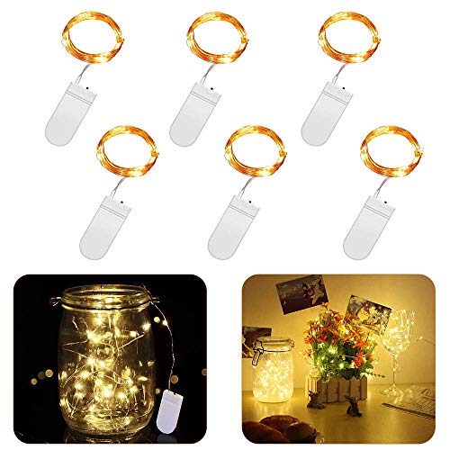 Preisvergleich Produktbild 20 LED Fernbedienung wasserdicht Deko Seil batteriebetriebene Lichterkette Licht String Kupferdraht Lichterkette für Weihnachten, Indoor & Outdoor, Hochzeit, Party, 6pcs, 6.56 ft