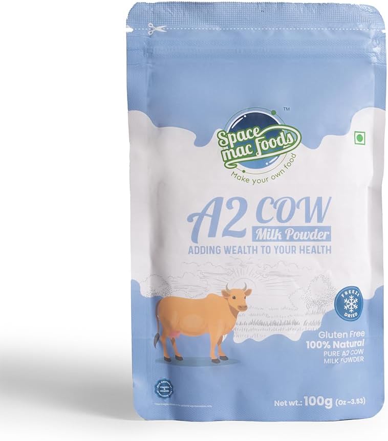 Freeze Dried A2 cow milk Powder, Pasture Grazed, Whole A-Grade Non GMO Shelf Stable Milk Powder, 100gm