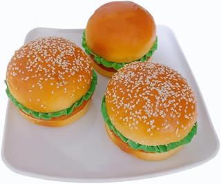 3pcs Fake Burger,Artificial Hamburger,Realistic Fake Food for Display, Faux Burger for Decoration Fake Food Props Fake Food Bread Model