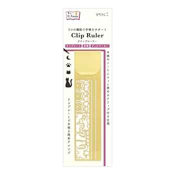 DESIGNPHIL 42291006 Midori, Clip Ruler, Cat Pattern A