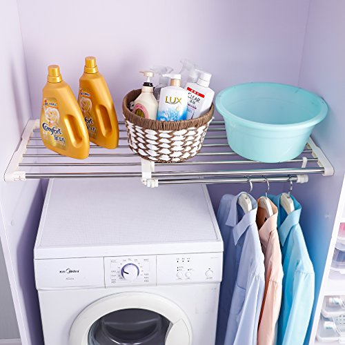 Hershii Adjustable Tension Shelf Organizer Expandable Closet Shelves No Drilling Storage Rack for Wardrobe Refrigerator Cupboard Bathroom Kitchen Bookcase Space Savers (25.59-43.30) x 14.76 inches by Hershii - Image 3