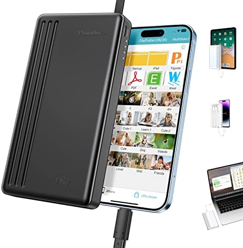 ySky MFi Certified 2TB Portable External Hard Drive for iPhone iPad MacBook Computer USB C Android Phones to Backup,2tb Photo Stick External HDD Storage for iPhone17/16/15/14/13((auto Backup)