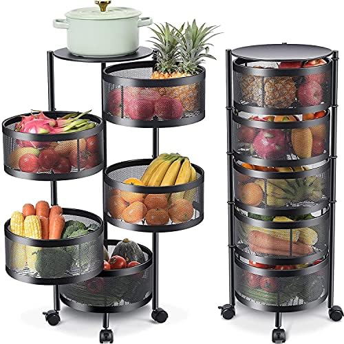 ASDFGHJKL Rotating Storage Rack,Round Layered Storage Shelf,multi-layer Rotating Vegetable Storage rack for Kitchen Living Room Bathroom Storage (5layer)