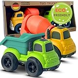 BIOPLAY® Trucks 2-er Set | Bio Kunststoff | Nachhaltiges Spielzeug ab 1 Jahr für Jungen und...