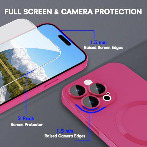 Coque antichoc iPhone 14 Pro rose magnétique résout les rayures écran et objectif